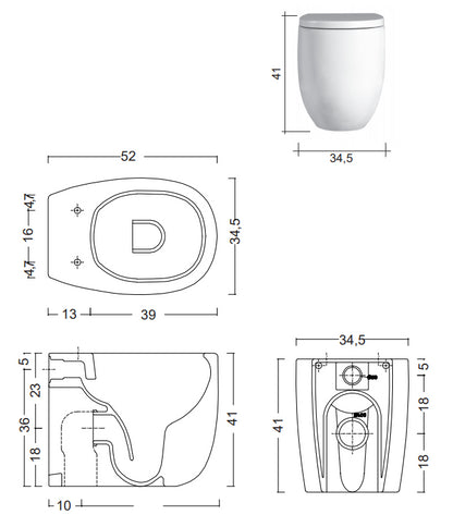 Nic Milk Vaso A Terra Rimless 52x34,5x41 cm Bianco Lucido