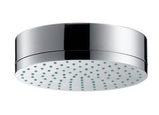 Hansgrohe Citterio S Soffione Doccia tondo 18 cm monogetto in cromato, vista frontale della maniglia e della bocca di...