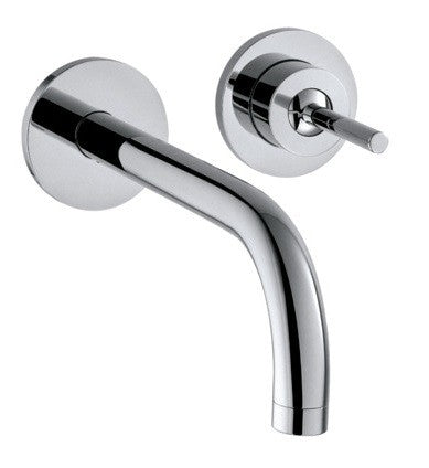 Hansgrohe Uno2 Set Esterno Miscelatore Lavabo a Parete in lucido ambientato su piano bagno con accessori