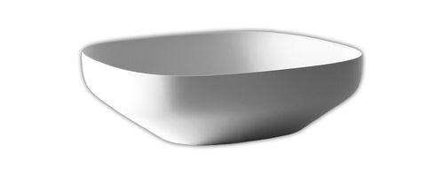 Antonio Lupi Ago3 Lavabo 50x45 In Cristalmood Bianco Opaco, vista frontale su sfondo bianco - Antonio Lupi Design