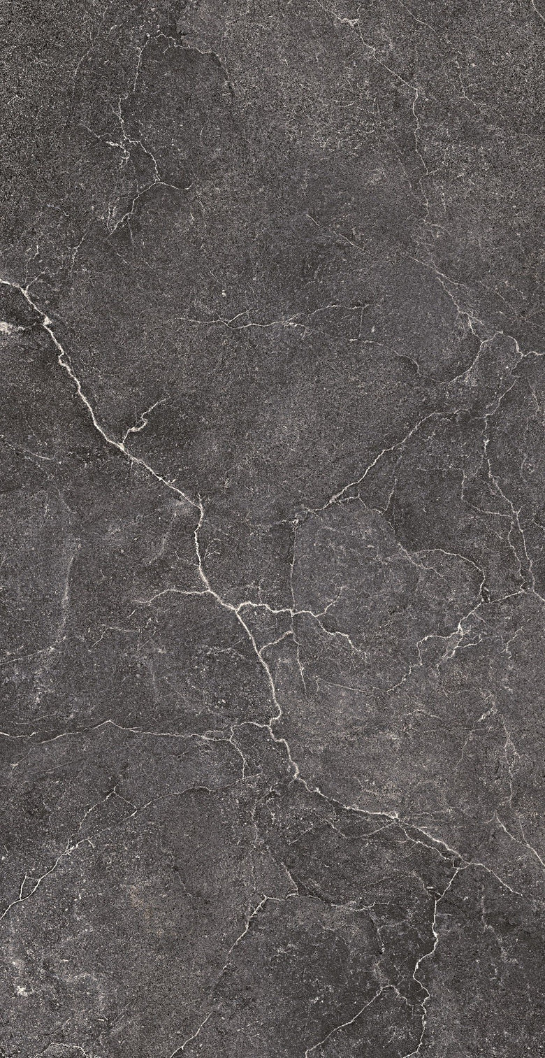 Cotto D'Este Kerlite Lithos 6plus Pavimento Rivestimento Carbon Lt in porcellana, superficie e texture ravvicinata del...