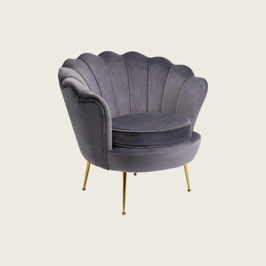 Water Lily Poltrona design Glamour con gambe acciaio e tessuto imbottito Grigio