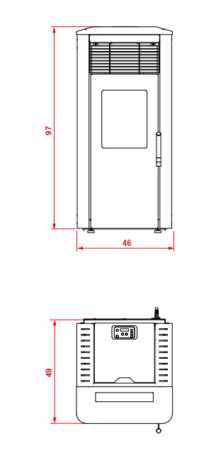 Royal Ilena E Air 80 Stufa A Pellet Ermetica Ad Aria Con Top In Ceramica In Acciaio Nero