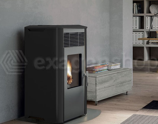 Royal Ilena E Air 80 Stufa A Pellet Ermetica Ad Aria Con Top In Ceramica In Acciaio Nero