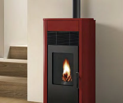 Royal roberta e air 80 stufa a pellet ermetica ad aria 8,6 kw rosso bordeaux