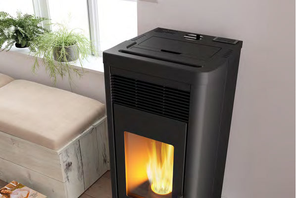 Royal Lea Air 120 Stufa A Pellet Ad Aria Con Top In Ceramica 12kw In Acciaio Nero