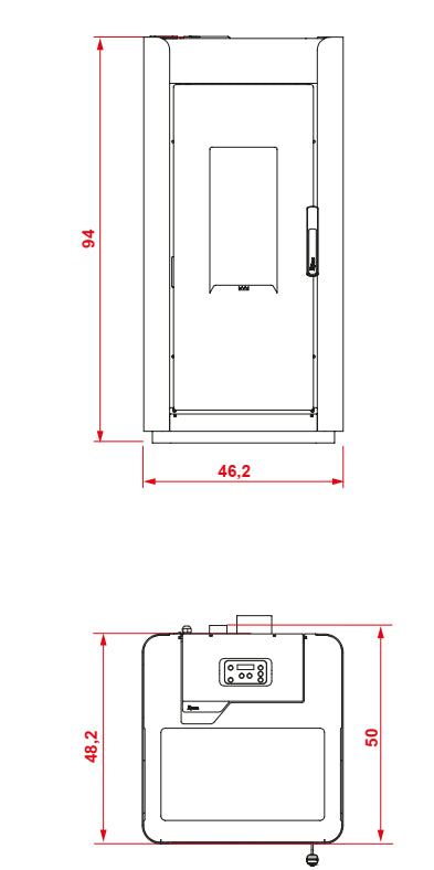 Royal Ilde Air 80 Stufa A Pellet Ad Aria 8kw In Acciaio Rosso