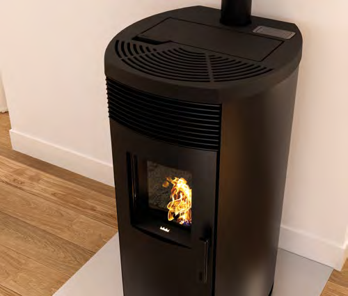 Royal rondine air 60 us stufa a pellet ad aria con top in, vista laterale che mostra profilo e dimensioni