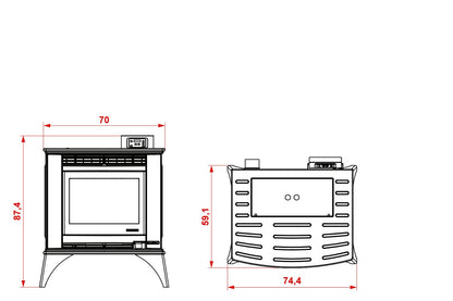 Stufa A Pellet Ecofire Ad Aria 9kw Programmabile in Ghisa Nero Palazzetti Cesare II 805708302