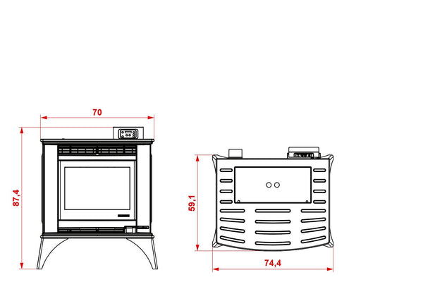 Stufa A Pellet Ecofire Ad Aria 9kw Programmabile in Ghisa Nero Palazzetti Cesare II 805708302