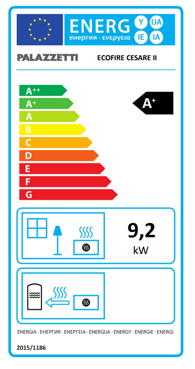 Schema tecnico di installazione di Palazzetti Cesare II Stufa A Pellet Ecofire Ad Aria 9kw nero con canna fumaria