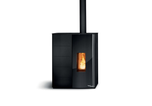 Palazzetti Twiggy 10 Stufa A Pellet Salvaspazio ad aria Ecofire Con Uscita Fumi Superiore in Acciaio Nero