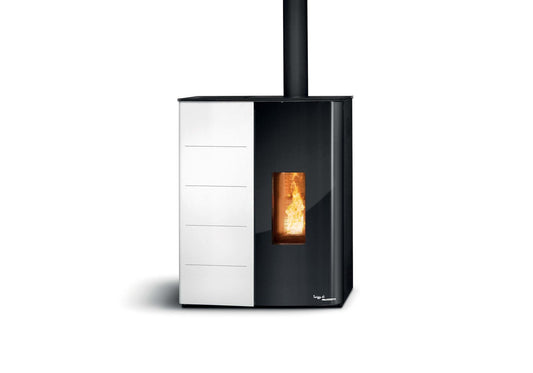 Palazzetti Twiggy 10 Stufa A Pellet Salvaspazio ad aria Ecofire Con Uscita Fumi Superiore in Acciaio Bianco