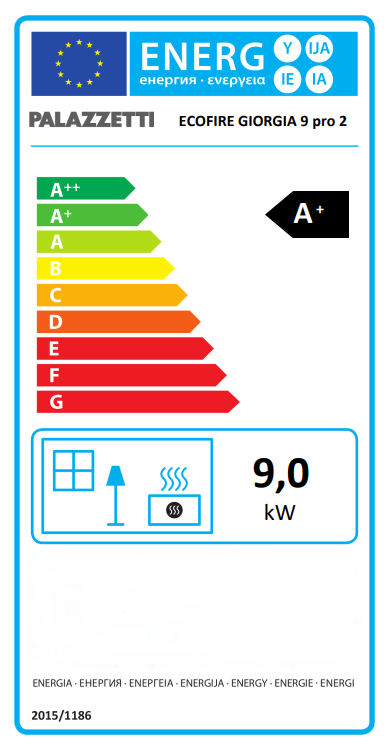 Schema tecnico di installazione di Palazzetti Giorgia 9 Pro 2 Ecofire Stufa A Pellet Ad Aria con canna fumaria