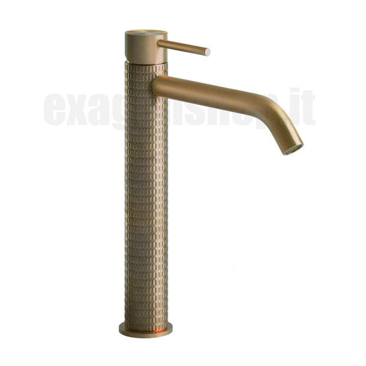 Miscelatore Lavabo Alto Bocca Lunga Senza Scarico Con Flessibili 726 Warm Bronze Brushed Meccanica 54206 Gessi