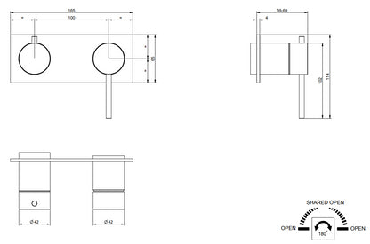 Parte Esterna Miscelatore Doccia A Parete 2 Vie parte incasso non inclusa Steel Brushed 54079 Gessi