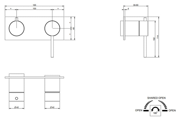 Parte Esterna Miscelatore Doccia A Parete 2 Vie parte incasso non inclusa Steel Brushed 54079 Gessi