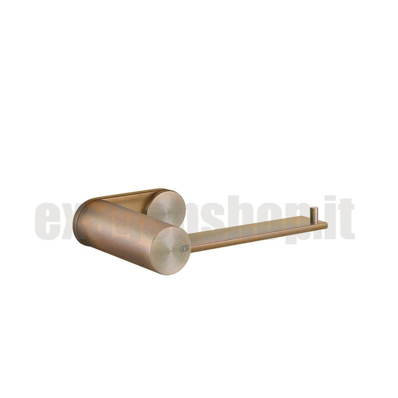 Porta Rotolo A Parete Bronzo Caldo spazzolato 726 Gessi Warm Bronze Brushed montato a parete, vista del design e della...