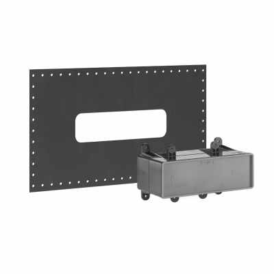 Parte Incasso Miscelatore Con Bocca Cromo Gessi, vista frontale della maniglia e della bocca di erogazione