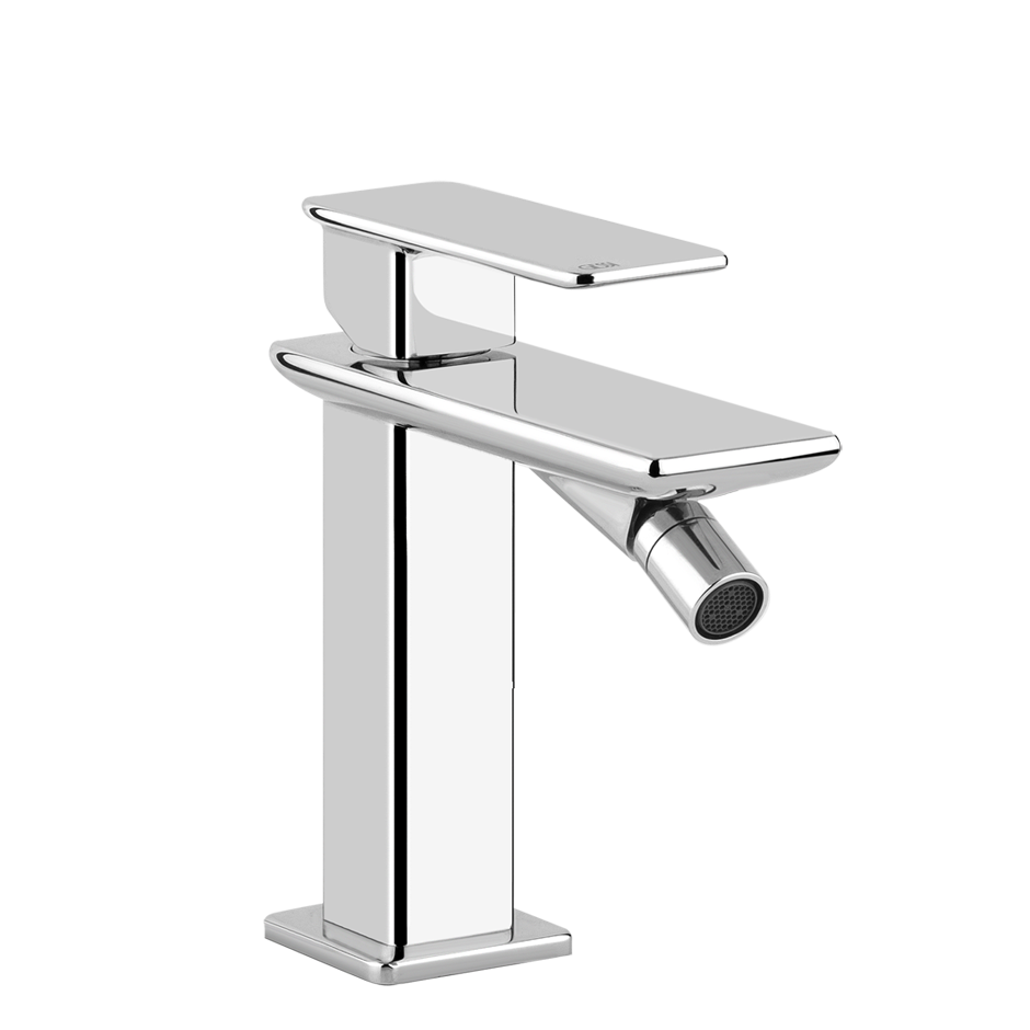 Gessi Ispa Miscelatore bidet con scarico e flessibili di, vista frontale della maniglia e della bocca di erogazione