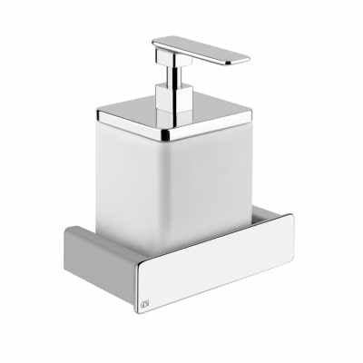 Dispenser porta sapone a Parete Cromo bianco Ispa Gessi Cromobianco montato a parete, vista del design e della finitura