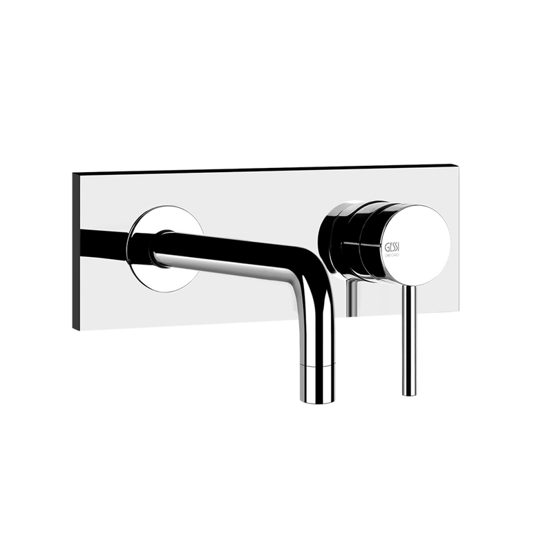 Via Tortora Gessi Parte Esterna Miscelatore A Parete senza ambientato su piano bagno con accessori - Emporio Gessi