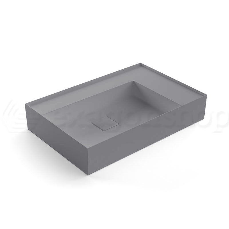 Antonio Lupi Graffio M72 Lavabo 72x47 senza foro In ambientato su piano bagno con accessori - Antonio Lupi Design