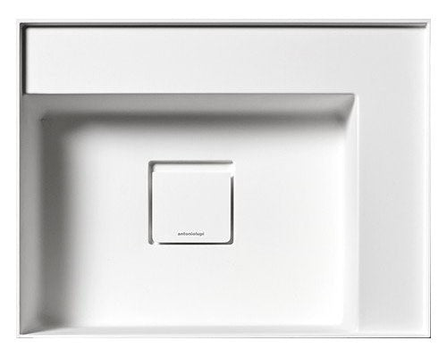 Antonio Lupi Graffiom45 Lavabo 45x35 In Flumood Bianco, vista frontale su sfondo bianco - Antonio Lupi Design
