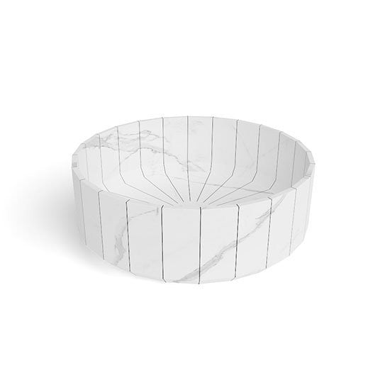 Antonio lupi lavabo tondo 45 cm in marmo carrara Marmo Bianco, vista frontale su sfondo bianco - Antonio Lupi Design