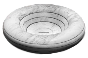 Antonio Lupi Rigati Lavabo 45 Cm In Marmo Carrara, vista frontale su sfondo bianco - Antonio Lupi Design