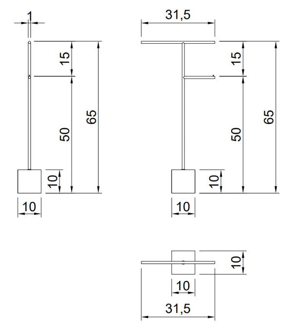 Piantana portasciugamani 65x31,5 In Ottone Finitura Nikel Satinato E Base Nero Marquinia Antonio Lupi Bivio2