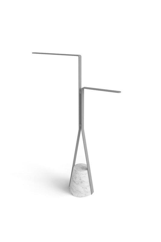 Antonio Lupi Halo3b Porta asciugamani H.80 In Ottone bianco E base in Marmo Di Carrara
