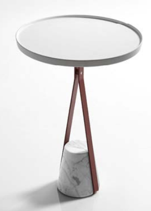 Antonio Lupi Halo2b Tavolino 40 Cm in marmo di carrara e, vista laterale della struttura e del profilo - Antonio Lupi Design