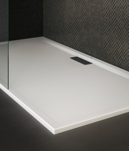 Piatto Doccia 160x80 Rettangolare 25 mm Filo e Sopra Pavimento e Su Rialzo In Acrilico Bianco Ultraflat New T447101 Ideal Standard