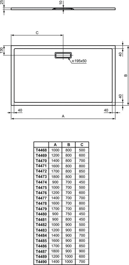Piatto Doccia 160x80 Rettangolare 25 mm Filo e Sopra Pavimento e Su Rialzo In Acrilico Bianco Ultraflat New T447101 Ideal Standard