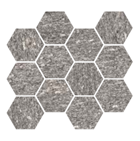Pavimento rivestimento 300x345 mm esagonale Effetto Pietra London Grey Kry in ambientazione completa, vista d'insieme...