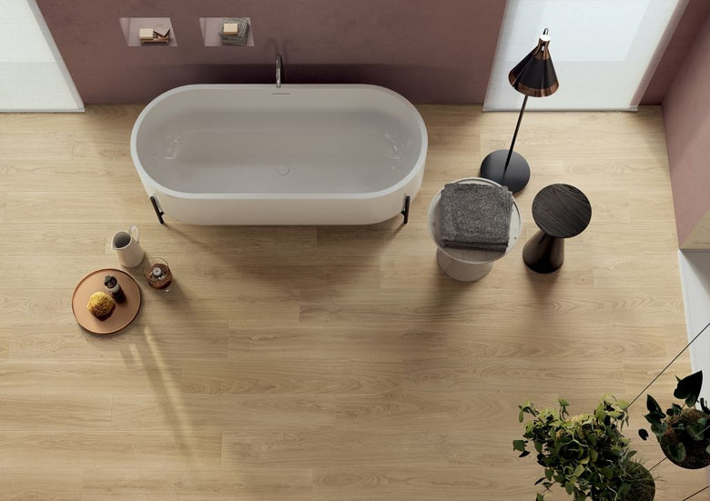 Blustyle Green Wood Pavimento Rivestimento Effetto Legno posata in ambiente arredato, dettaglio della venatura