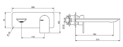 Treemme Ran RWIT22A5CC01 miscelatore lavabo 182mm senza parte incasso cromo