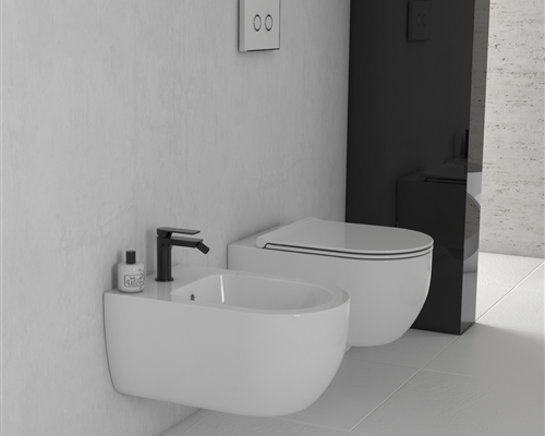 Globo Mode Vaso Sospeso Senza Brida senza sedile in, vista frontale su sfondo bianco - Ceramica Globo