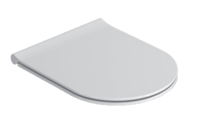Ceramica Globo Mode Coprivaso Soft Close In Duroplast in opaco ambientato su piano bagno con accessori