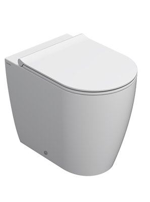 Ceramica Globo Mode Vaso A Pavimento Senza Brida senza in opaco ambientato su piano bagno con accessori