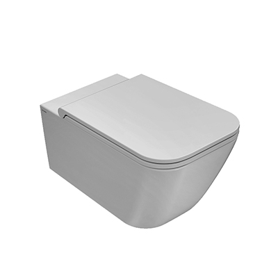Ceramica Globo Stone Vaso Sospeso Senza Brida senza sedile ambientato su piano bagno con accessori