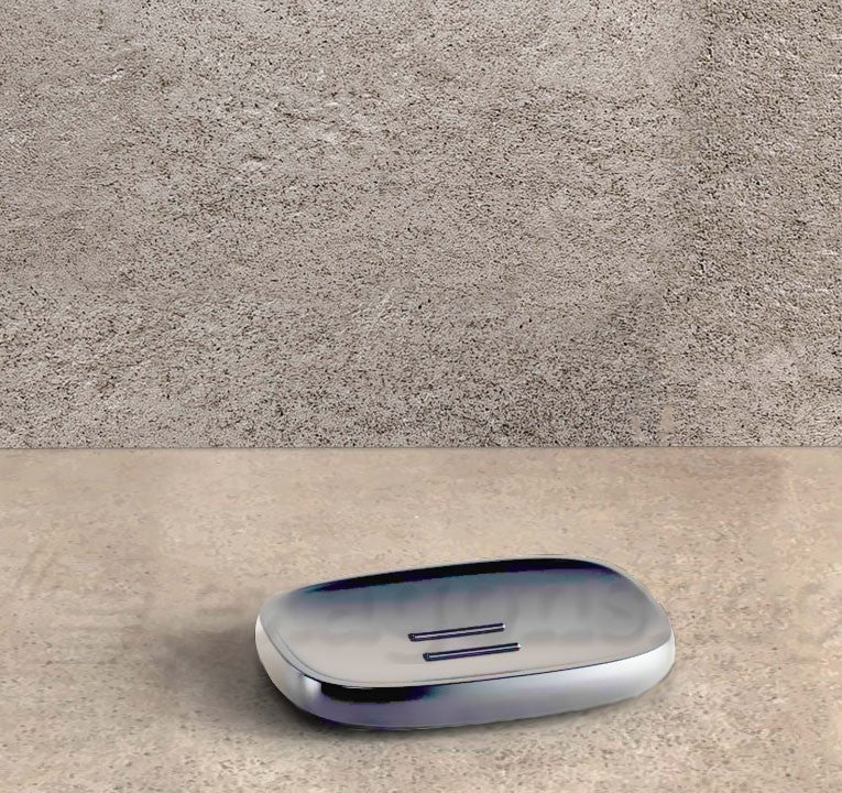 Colombo design Trenta Porta Sapone Da appoggio Cromo montato a parete, vista del design e della finitura