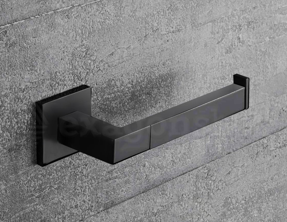 Colombo Design Basicq B3708DNM Porta Rotolo Destro Nero in opaco montato a parete, vista del design e della finitura