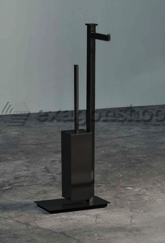 Colombo Design Piantana portarotolo con portascopino destro, dettaglio ravvicinato del materiale e dell'aggancio