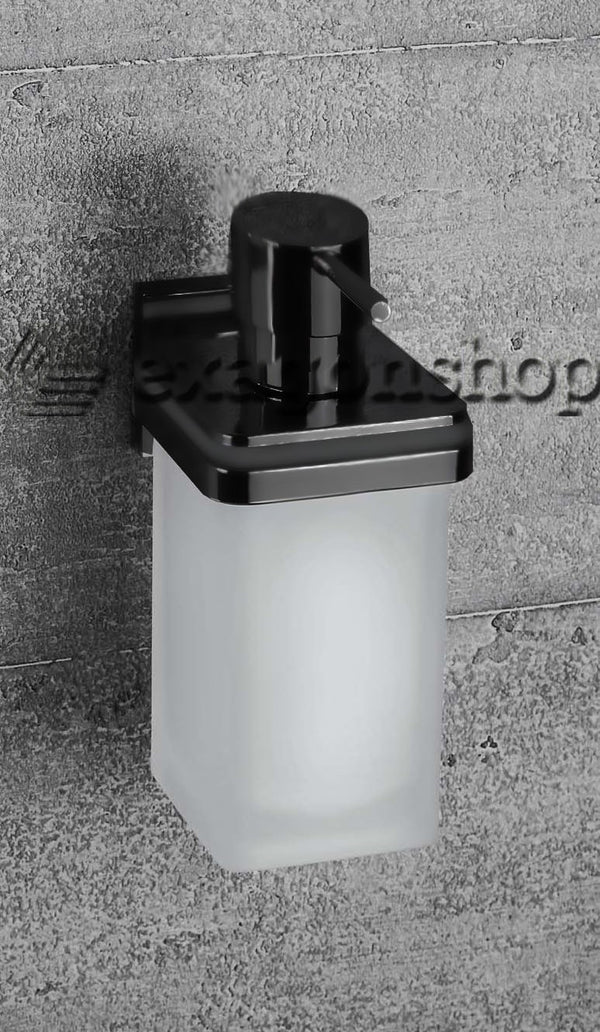 Colombo Design Basiq B93370nm dispenser portsapone liquido a muro in vetro acidato naturale nero opaco