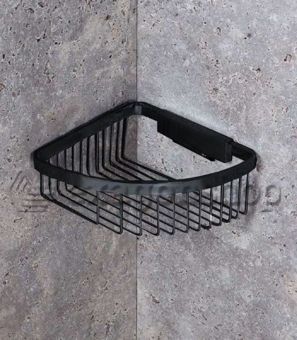 Colombo griglia portasapone angolare Per Box Doccia Nero in opaco installato in bagno moderno con ante in vetro temperato...