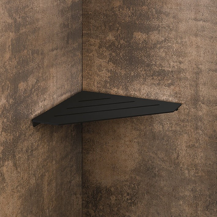 Mensola angolare per box doccia Nero Opaco Colombo design installato in bagno moderno con ante in vetro temperato