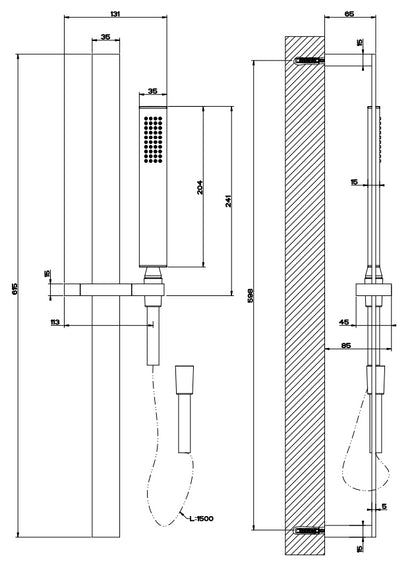 Asta saliscendi doccia con doccetta anticalcare e flessibile 150 cm Cromo Rettangolo 20145 Gessi