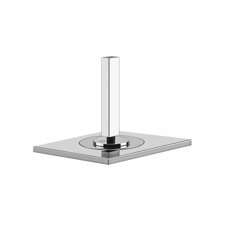 Gessi Rettangolo J Maniglia lavabo ad incasso comando in spazzolato ambientato su piano bagno con accessori